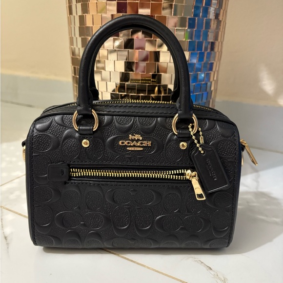 Coach Black Leather Mini Rowan Handbag - Picture 1 of 4
